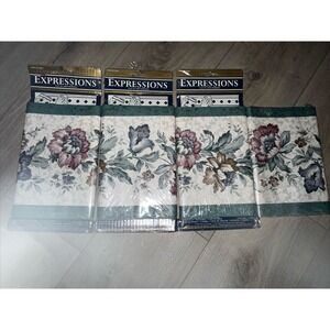 Vintage Qty 4 Expressions Wallpaper Border Floral Green Trim‎ Pre-pasted Sealed